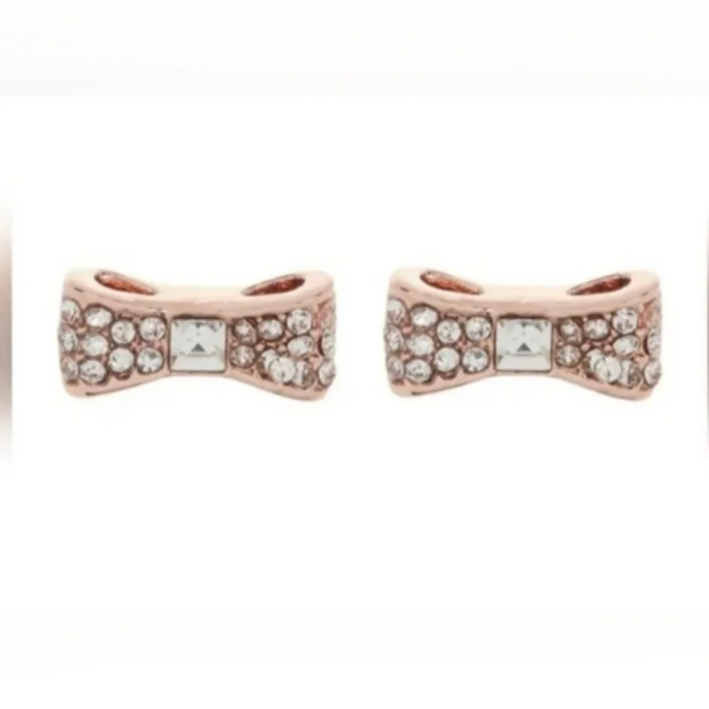 Kate Spade Ready Set Bow Earrings in Rose Gold Pave